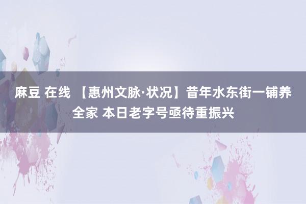 麻豆 在线 【惠州文脉·状况】昔年水东街一铺养全家 本日老字号亟待重振兴